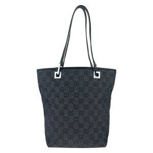 Gucci black canvas shoulder tote bag GG